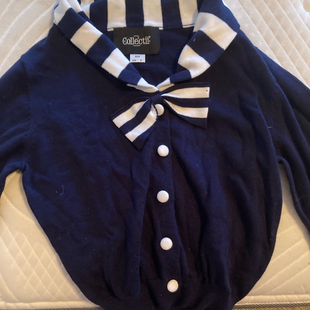 Collectif Navy and White Knit Nautical  Sweater